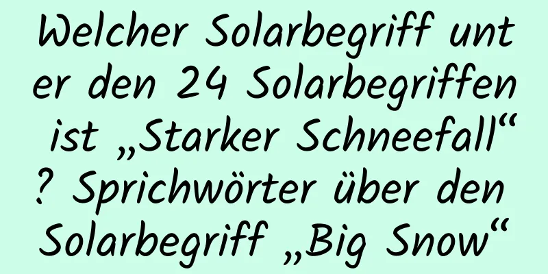 Welcher Solarbegriff unter den 24 Solarbegriffen ist „Starker Schneefall“? Sprichwörter über den Solarbegriff „Big Snow“