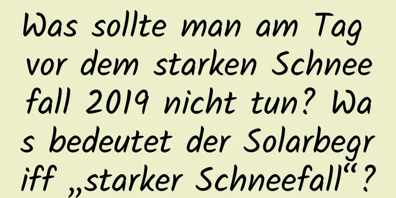 Was sollte man am Tag vor dem starken Schneefall 2019 nicht tun? Was bedeutet der Solarbegriff „starker Schneefall“?