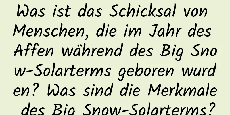 Was ist das Schicksal von Menschen, die im Jahr des Affen während des Big Snow-Solarterms geboren wurden? Was sind die Merkmale des Big Snow-Solarterms?