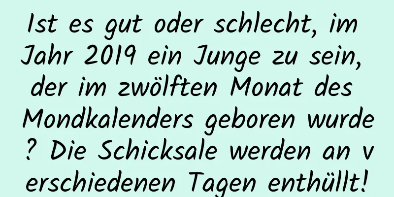 Ist es gut oder schlecht, im Jahr 2019 ein Junge zu sein, der im zwölften Monat des Mondkalenders geboren wurde? Die Schicksale werden an verschiedenen Tagen enthüllt!