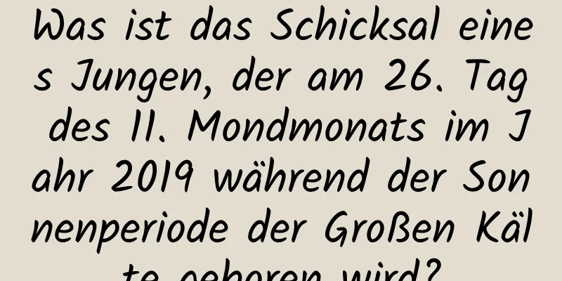 Was ist das Schicksal eines Jungen, der am 26. Tag des 11. Mondmonats im Jahr 2019 während der Sonnenperiode der Großen Kälte geboren wird?