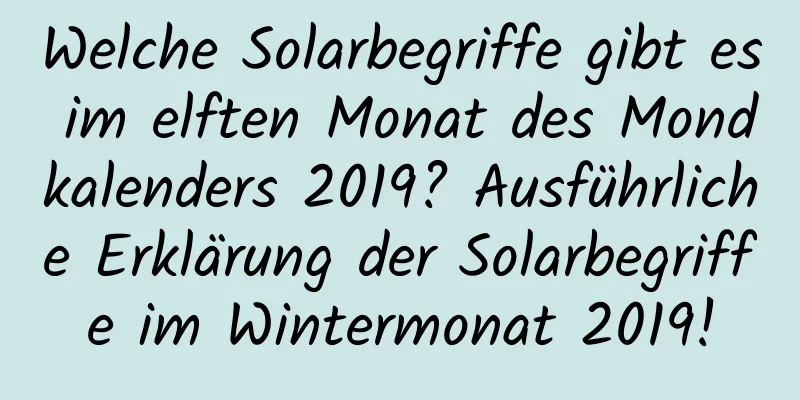 Welche Solarbegriffe gibt es im elften Monat des Mondkalenders 2019? Ausführliche Erklärung der Solarbegriffe im Wintermonat 2019!