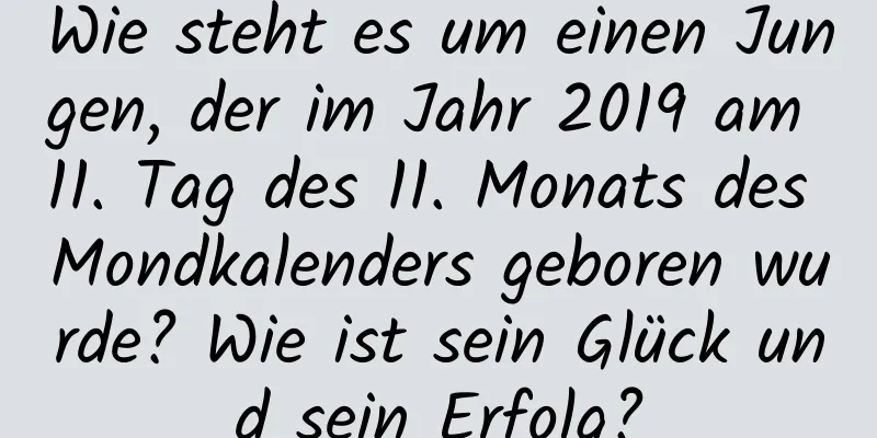 Wie steht es um einen Jungen, der im Jahr 2019 am 11. Tag des 11. Monats des Mondkalenders geboren wurde? Wie ist sein Glück und sein Erfolg?