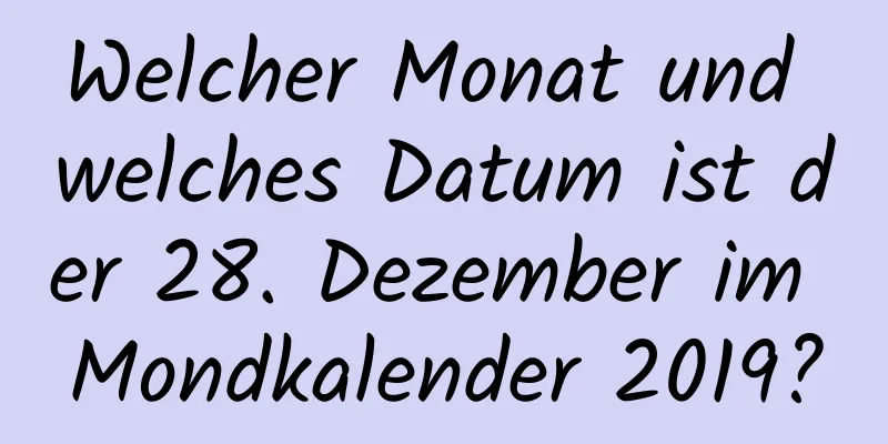 Welcher Monat und welches Datum ist der 28. Dezember im Mondkalender 2019?