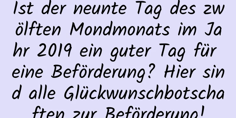 Ist der neunte Tag des zwölften Mondmonats im Jahr 2019 ein guter Tag für eine Beförderung? Hier sind alle Glückwunschbotschaften zur Beförderung!