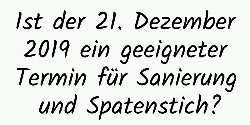 Ist der 21. Dezember 2019 ein geeigneter Termin für Sanierung und Spatenstich?