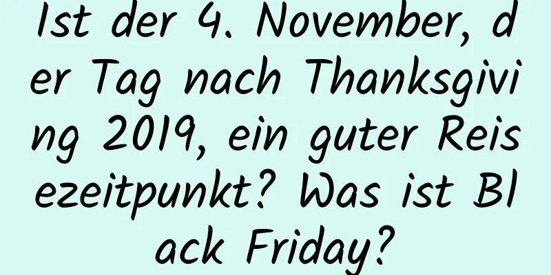 Ist der 4. November, der Tag nach Thanksgiving 2019, ein guter Reisezeitpunkt? Was ist Black Friday?