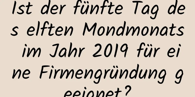 Ist der fünfte Tag des elften Mondmonats im Jahr 2019 für eine Firmengründung geeignet?