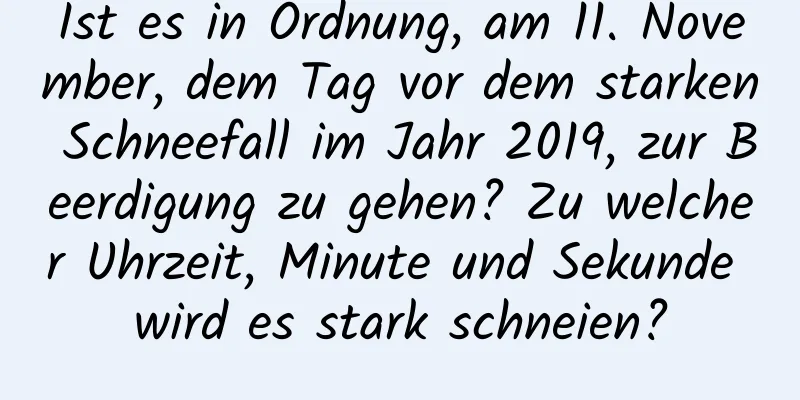 Ist es in Ordnung, am 11. November, dem Tag vor dem starken Schneefall im Jahr 2019, zur Beerdigung zu gehen? Zu welcher Uhrzeit, Minute und Sekunde wird es stark schneien?