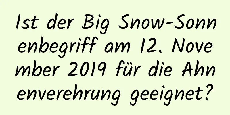 Ist der Big Snow-Sonnenbegriff am 12. November 2019 für die Ahnenverehrung geeignet?