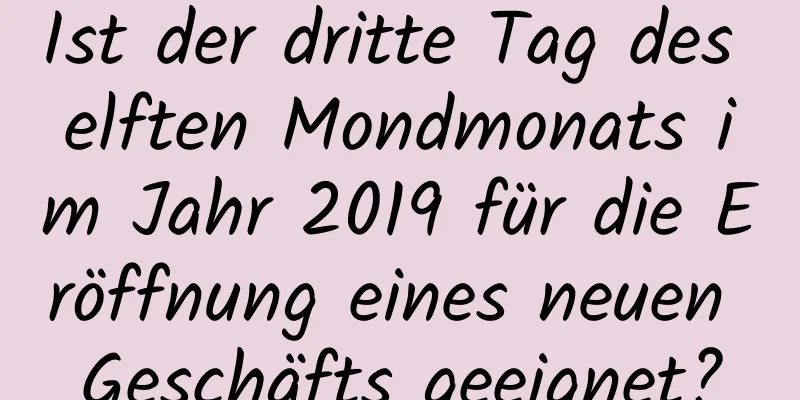 Ist der dritte Tag des elften Mondmonats im Jahr 2019 für die Eröffnung eines neuen Geschäfts geeignet?