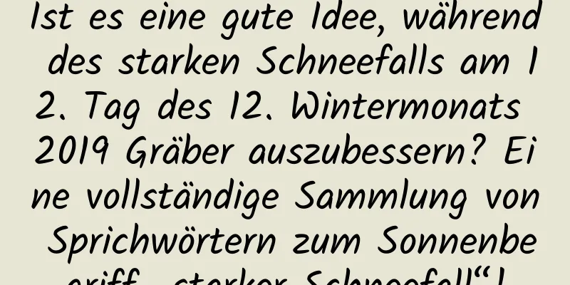 Ist es eine gute Idee, während des starken Schneefalls am 12. Tag des 12. Wintermonats 2019 Gräber auszubessern? Eine vollständige Sammlung von Sprichwörtern zum Sonnenbegriff „starker Schneefall“!