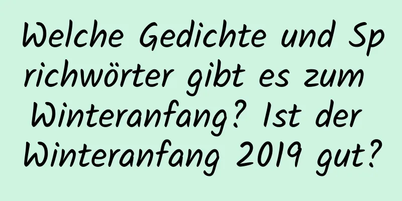 Welche Gedichte und Sprichwörter gibt es zum Winteranfang? Ist der Winteranfang 2019 gut?