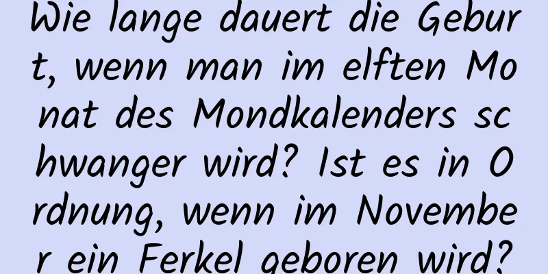 Wie lange dauert die Geburt, wenn man im elften Monat des Mondkalenders schwanger wird? Ist es in Ordnung, wenn im November ein Ferkel geboren wird?