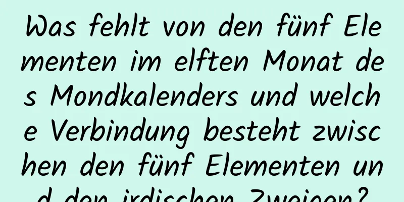 Was fehlt von den fünf Elementen im elften Monat des Mondkalenders und welche Verbindung besteht zwischen den fünf Elementen und den irdischen Zweigen?