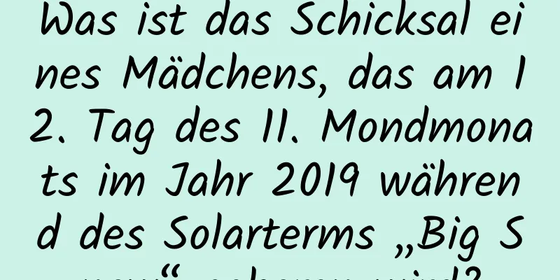 Was ist das Schicksal eines Mädchens, das am 12. Tag des 11. Mondmonats im Jahr 2019 während des Solarterms „Big Snow“ geboren wird?