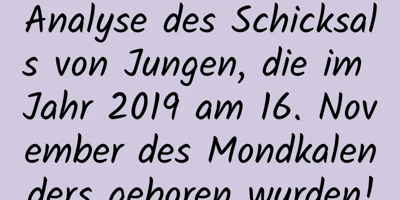 Analyse des Schicksals von Jungen, die im Jahr 2019 am 16. November des Mondkalenders geboren wurden!