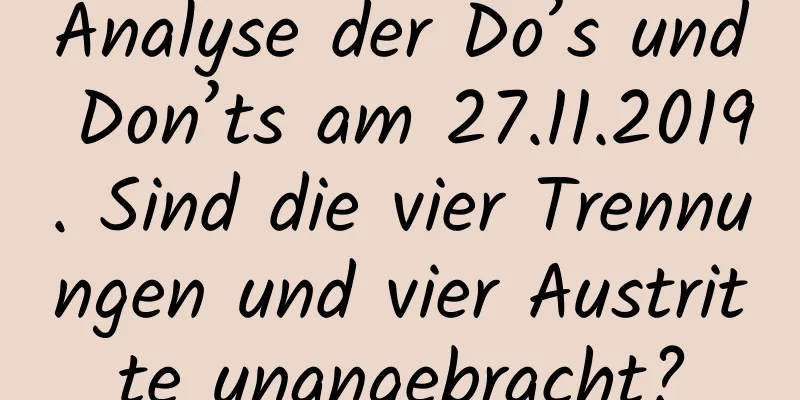 Analyse der Do’s und Don’ts am 27.11.2019. Sind die vier Trennungen und vier Austritte unangebracht?