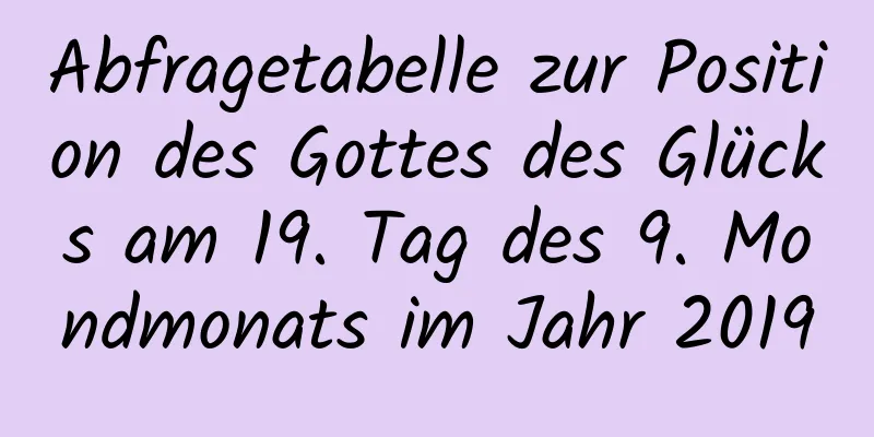 Abfragetabelle zur Position des Gottes des Glücks am 19. Tag des 9. Mondmonats im Jahr 2019