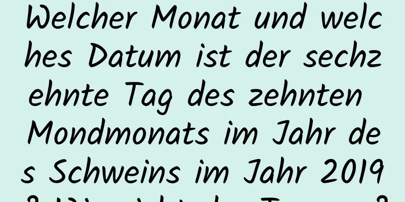 Welcher Monat und welches Datum ist der sechzehnte Tag des zehnten Mondmonats im Jahr des Schweins im Jahr 2019? Wie sieht der Tag aus?