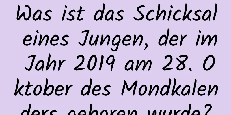 Was ist das Schicksal eines Jungen, der im Jahr 2019 am 28. Oktober des Mondkalenders geboren wurde?