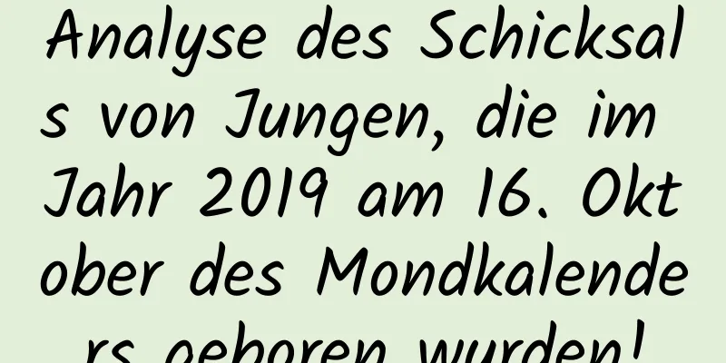 Analyse des Schicksals von Jungen, die im Jahr 2019 am 16. Oktober des Mondkalenders geboren wurden!