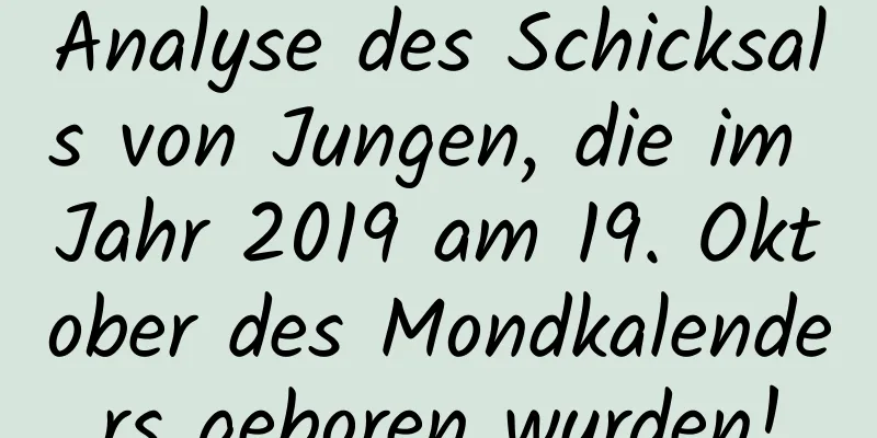 Analyse des Schicksals von Jungen, die im Jahr 2019 am 19. Oktober des Mondkalenders geboren wurden!