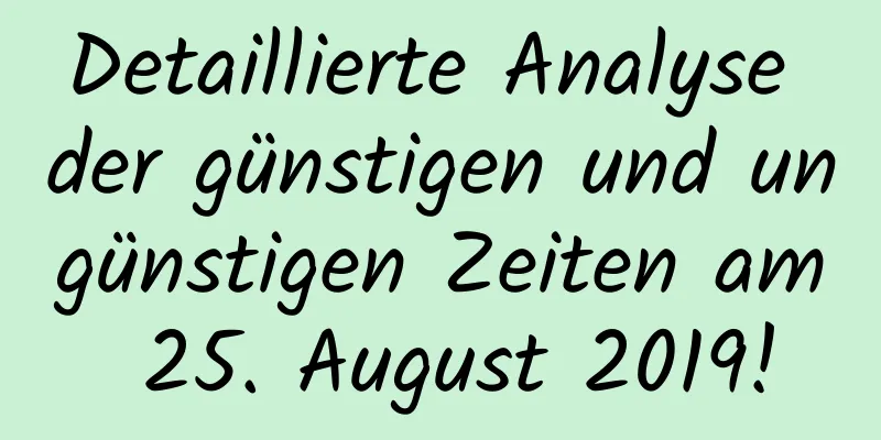 Detaillierte Analyse der günstigen und ungünstigen Zeiten am 25. August 2019!