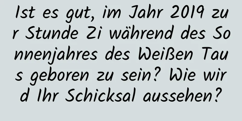 Ist es gut, im Jahr 2019 zur Stunde Zi während des Sonnenjahres des Weißen Taus geboren zu sein? Wie wird Ihr Schicksal aussehen?