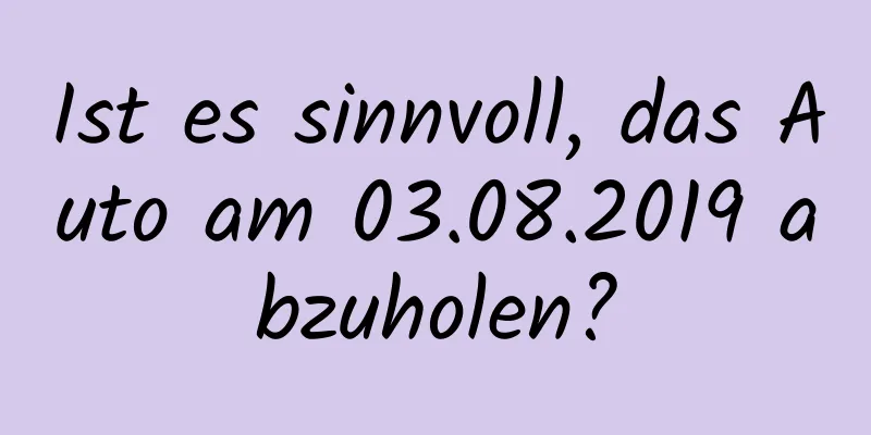 Ist es sinnvoll, das Auto am 03.08.2019 abzuholen?