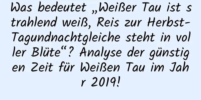 Was bedeutet „Weißer Tau ist strahlend weiß, Reis zur Herbst-Tagundnachtgleiche steht in voller Blüte“? Analyse der günstigen Zeit für Weißen Tau im Jahr 2019!