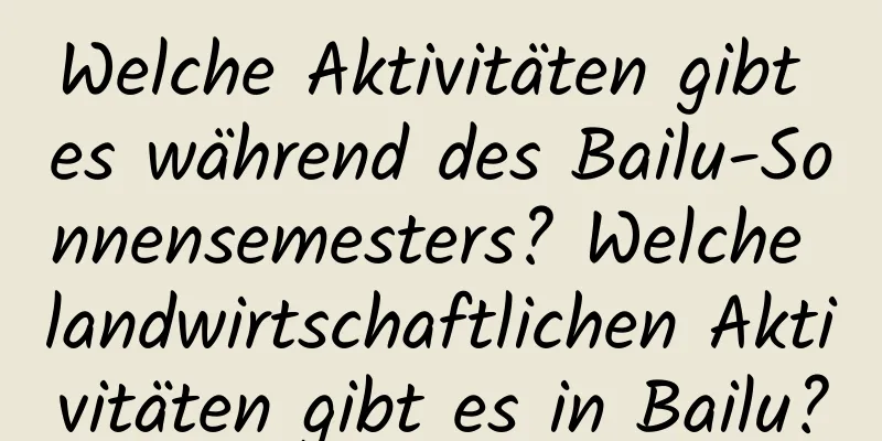 Welche Aktivitäten gibt es während des Bailu-Sonnensemesters? Welche landwirtschaftlichen Aktivitäten gibt es in Bailu?