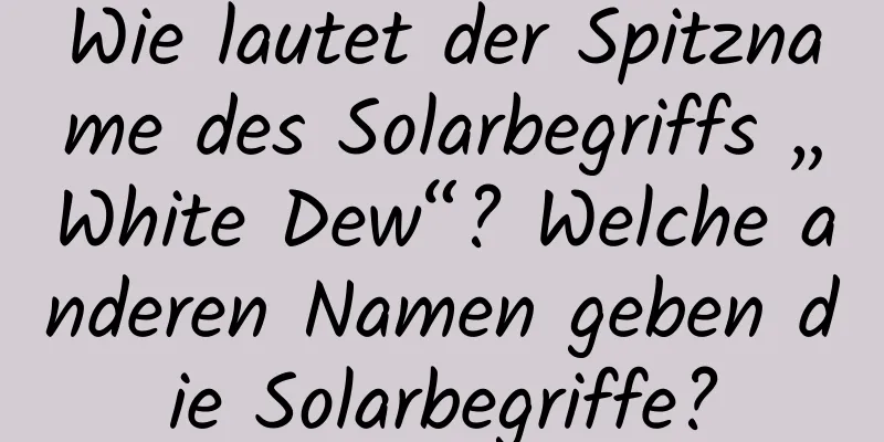 Wie lautet der Spitzname des Solarbegriffs „White Dew“? Welche anderen Namen geben die Solarbegriffe?