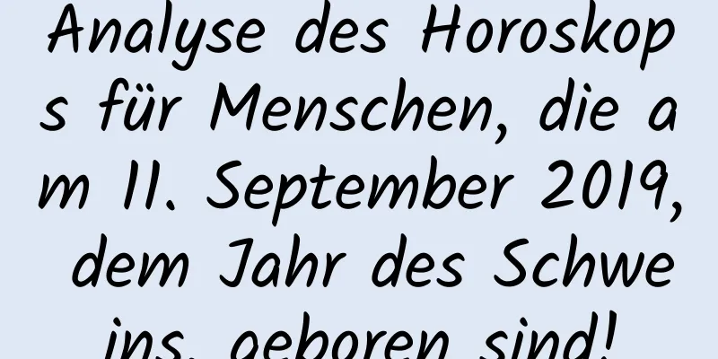 Analyse des Horoskops für Menschen, die am 11. September 2019, dem Jahr des Schweins, geboren sind!