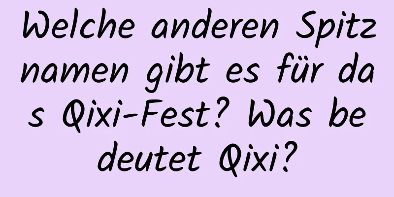 Welche anderen Spitznamen gibt es für das Qixi-Fest? Was bedeutet Qixi?