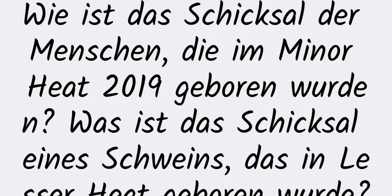 Wie ist das Schicksal der Menschen, die im Minor Heat 2019 geboren wurden? Was ist das Schicksal eines Schweins, das in Lesser Heat geboren wurde?