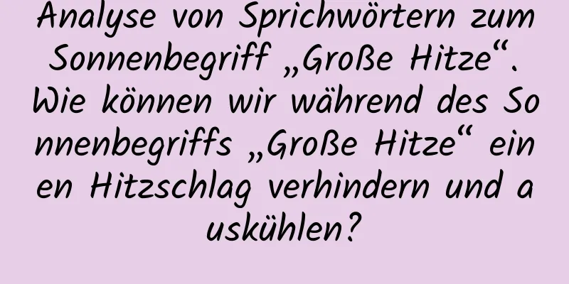 Analyse von Sprichwörtern zum Sonnenbegriff „Große Hitze“. Wie können wir während des Sonnenbegriffs „Große Hitze“ einen Hitzschlag verhindern und auskühlen?