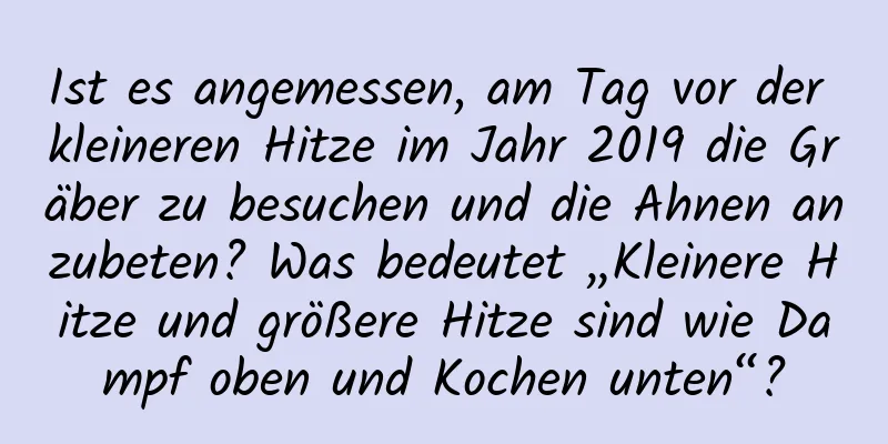 Ist es angemessen, am Tag vor der kleineren Hitze im Jahr 2019 die Gräber zu besuchen und die Ahnen anzubeten? Was bedeutet „Kleinere Hitze und größere Hitze sind wie Dampf oben und Kochen unten“?