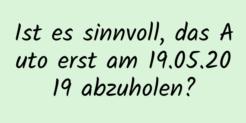 Ist es sinnvoll, das Auto erst am 19.05.2019 abzuholen?