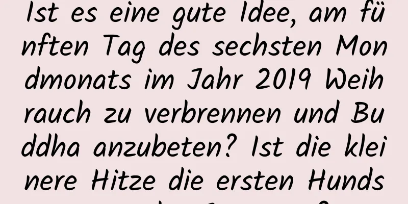 Ist es eine gute Idee, am fünften Tag des sechsten Mondmonats im Jahr 2019 Weihrauch zu verbrennen und Buddha anzubeten? Ist die kleinere Hitze die ersten Hundstage des Sommers?