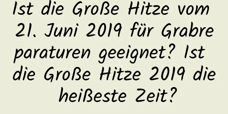 Ist die Große Hitze vom 21. Juni 2019 für Grabreparaturen geeignet? Ist die Große Hitze 2019 die heißeste Zeit?