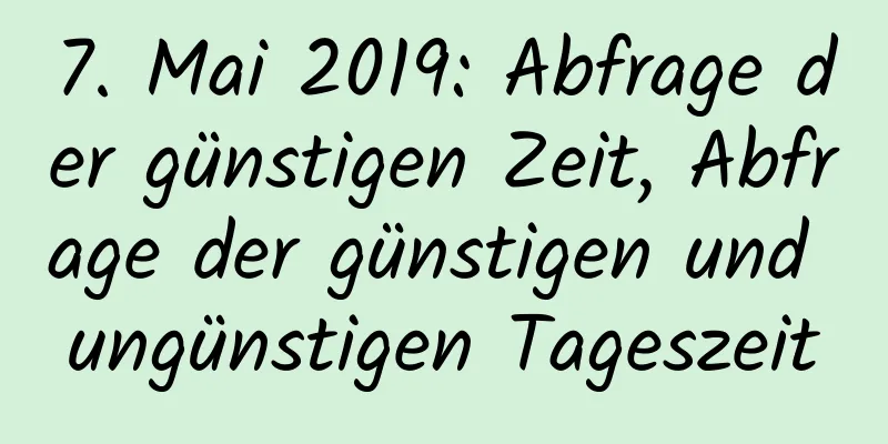 7. Mai 2019: Abfrage der günstigen Zeit, Abfrage der günstigen und ungünstigen Tageszeit