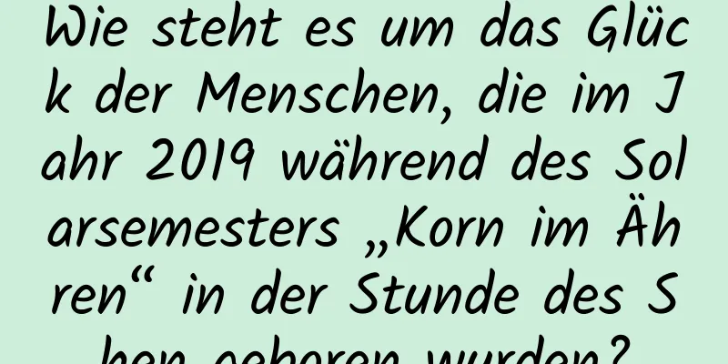 Wie steht es um das Glück der Menschen, die im Jahr 2019 während des Solarsemesters „Korn im Ähren“ in der Stunde des Shen geboren wurden?