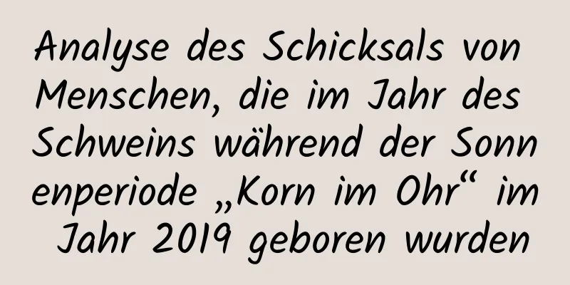 Analyse des Schicksals von Menschen, die im Jahr des Schweins während der Sonnenperiode „Korn im Ohr“ im Jahr 2019 geboren wurden