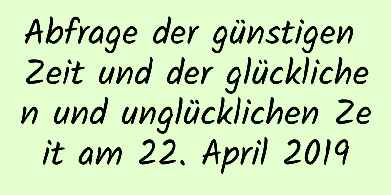 Abfrage der günstigen Zeit und der glücklichen und unglücklichen Zeit am 22. April 2019