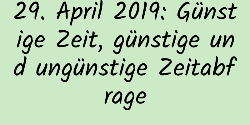 29. April 2019: Günstige Zeit, günstige und ungünstige Zeitabfrage