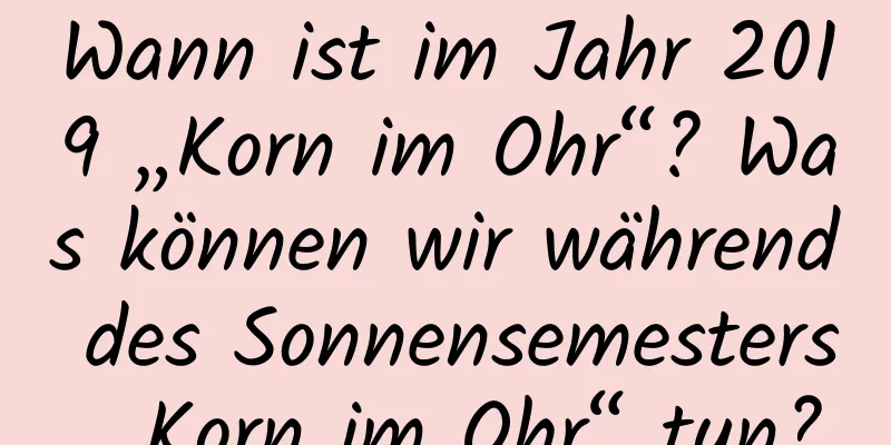 Wann ist im Jahr 2019 „Korn im Ohr“? Was können wir während des Sonnensemesters „Korn im Ohr“ tun?