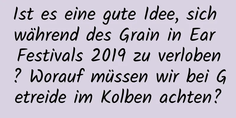 Ist es eine gute Idee, sich während des Grain in Ear Festivals 2019 zu verloben? Worauf müssen wir bei Getreide im Kolben achten?