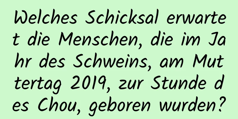 Welches Schicksal erwartet die Menschen, die im Jahr des Schweins, am Muttertag 2019, zur Stunde des Chou, geboren wurden?