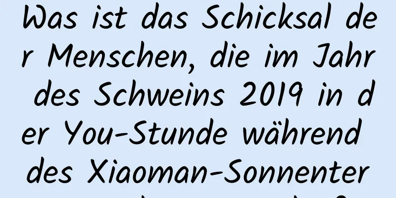 Was ist das Schicksal der Menschen, die im Jahr des Schweins 2019 in der You-Stunde während des Xiaoman-Sonnenterms geboren wurden?